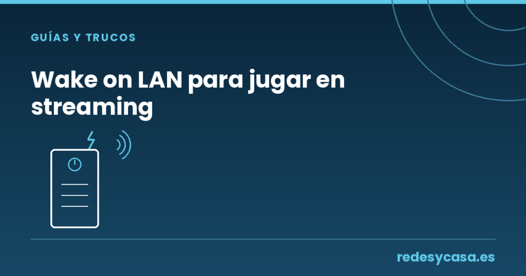 Wake on LAN — PC en outline con señal de encendido remoto