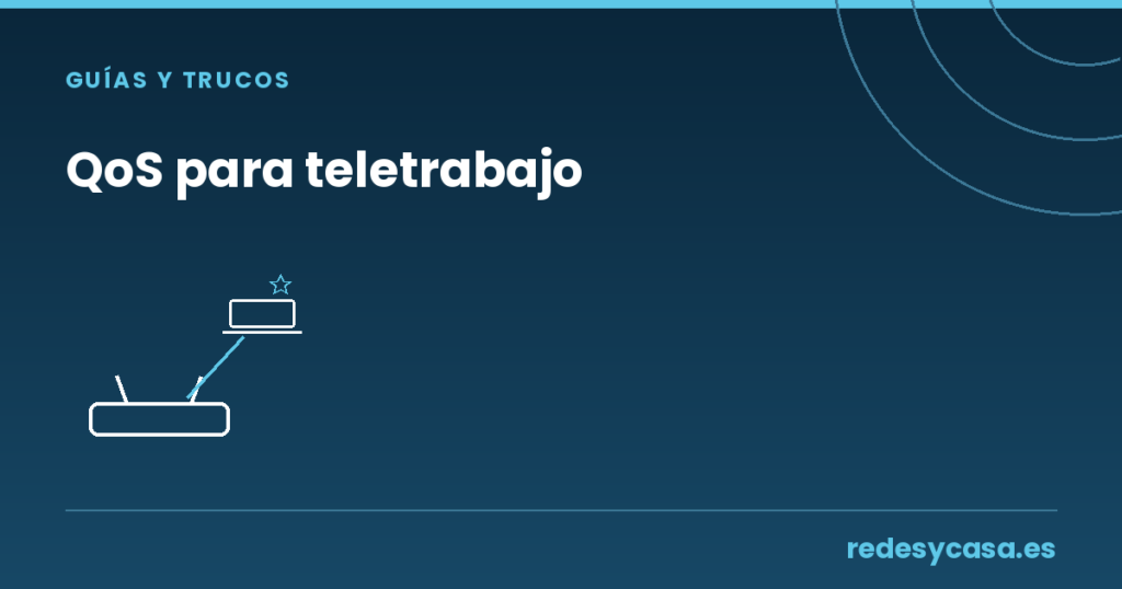 QoS para teletrabajo — router priorizando un portátil de trabajo