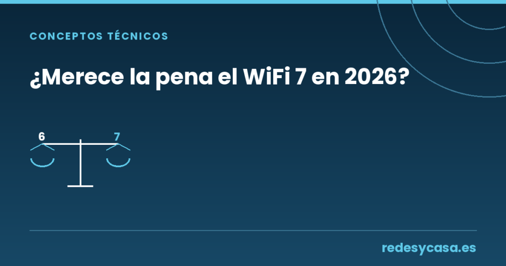 ¿Merece la pena el WiFi 7 en 2026? — balanza comparando WiFi 6 y WiFi 7